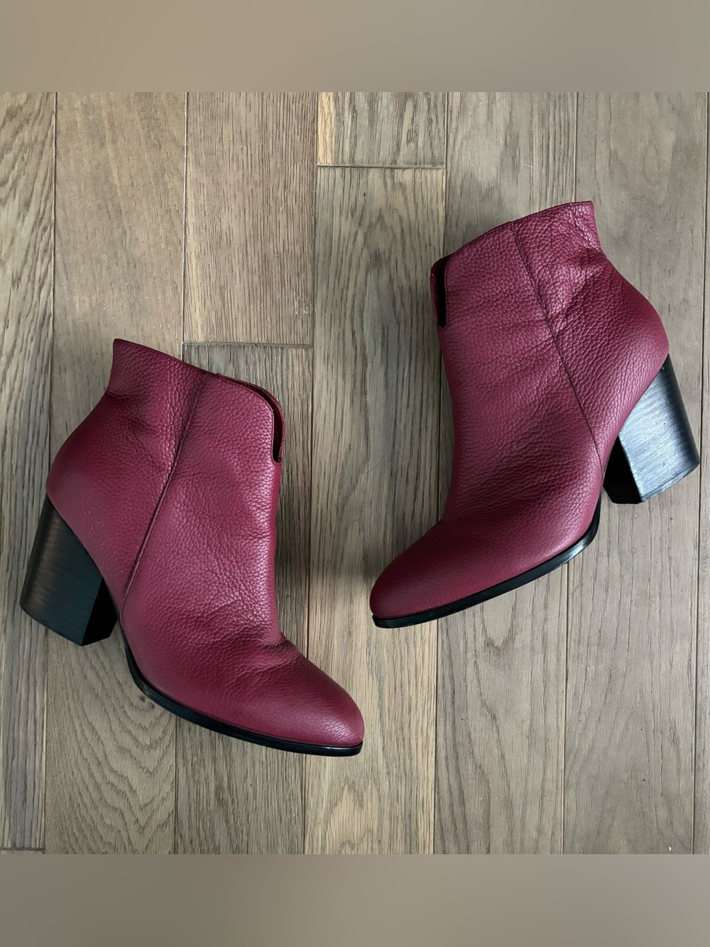 CHARLOTTE STONE Heeled Leather Ankle Boot Red Size 9 Side Zip